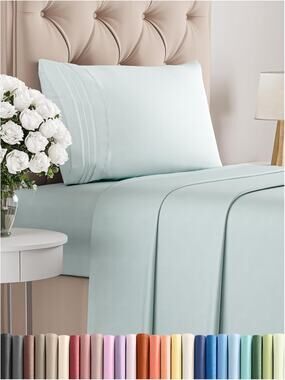 New Twin 3 Piece Sheet Set Breathable Cooling Bed Deep Pockets Oeko-Tex Ice Blue